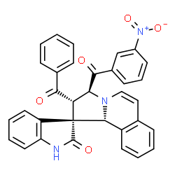ChemSpider 2D Image | (2'S,3S,3'S,10b'R)-2'-Benzoyl-3'-(3-nitrobenzoyl)-2',3'-dihydro-10b'H-spiro[indole-3,1'-pyrrolo[2,1-a]isoquinolin]-2(1H)-one | C33H23N3O5