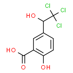 ChemSpider 2D Image | 2-Hydroxy-5-(2,2,2-trichloro-1-hydroxyethyl)benzoic acid | C9H7Cl3O4