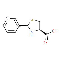 ChemSpider 2D Image | (2R,4R)-2-(3-Pyridinyl)-1,3-thiazolidine-4-carboxylic acid | C9H10N2O2S
