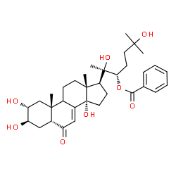 ChemSpider 2D Image | (2alpha,3beta,5beta,9xi,22S)-2,3,14,20,25-Pentahydroxy-6-oxocholest-7-en-22-yl benzoate | C34H48O8