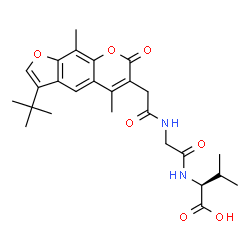ChemSpider 2D Image | N-{[5,9-Dimethyl-3-(2-methyl-2-propanyl)-7-oxo-7H-furo[3,2-g]chromen-6-yl]acetyl}glycyl-L-valine | C26H32N2O7