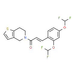 ChemSpider 2D Image | (2E)-3-[2,4-Bis(difluoromethoxy)phenyl]-1-(6,7-dihydrothieno[3,2-c]pyridin-5(4H)-yl)-2-propen-1-one | C18H15F4NO3S