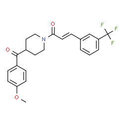 ChemSpider 2D Image | (2E)-1-[4-(4-Methoxybenzoyl)-1-piperidinyl]-3-[3-(trifluoromethyl)phenyl]-2-propen-1-one | C23H22F3NO3