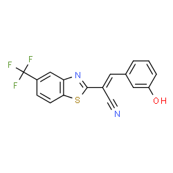 ChemSpider 2D Image | (2E)-3-(3-Hydroxyphenyl)-2-[5-(trifluoromethyl)-1,3-benzothiazol-2-yl]acrylonitrile | C17H9F3N2OS