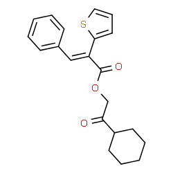 ChemSpider 2D Image | 2-Cyclohexyl-2-oxoethyl (2Z)-3-phenyl-2-(2-thienyl)acrylate | C21H22O3S