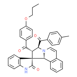 ChemSpider 2D Image | (2'S,3S,3'S,10b'R)-3'-(4-Methylbenzoyl)-2'-(4-propoxybenzoyl)-2',3'-dihydro-10b'H-spiro[indole-3,1'-pyrrolo[2,1-a]isoquinolin]-2(1H)-one | C37H32N2O4