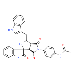 ChemSpider 2D Image | N-{4-[(3a'S,6a'R)-3'-(1H-Indol-3-ylmethyl)-2,4',6'-trioxo-1,2,2',3',3a',4',6',6a'-octahydro-5'H-spiro[indole-3,1'-pyrrolo[3,4-c]pyrrol]-5'-yl]phenyl}acetamide | C30H25N5O4