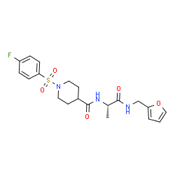 ChemSpider 2D Image | 1-[(4-Fluorophenyl)sulfonyl]-N-{(2S)-1-[(2-furylmethyl)amino]-1-oxo-2-propanyl}-4-piperidinecarboxamide | C20H24FN3O5S
