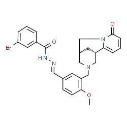 ChemSpider 2D Image | 3-Bromo-N'-[(E)-(4-methoxy-3-{[(1S)-6-oxo-7,11-diazatricyclo[7.3.1.0~2,7~]trideca-2,4-dien-11-yl]methyl}phenyl)methylene]benzohydrazide | C27H27BrN4O3