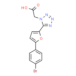 ChemSpider 2D Image | {5-[5-(4-Bromophenyl)-2-furyl]-1H-tetrazol-1-yl}acetic acid | C13H9BrN4O3