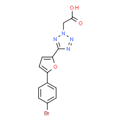 ChemSpider 2D Image | {5-[5-(4-Bromophenyl)-2-furyl]-2H-tetrazol-2-yl}acetic acid | C13H9BrN4O3