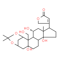 ChemSpider 2D Image | 4-[(4R)-4,10,14-Trihydroxy-2-(hydroxymethyl)-6,18,18-trimethyl-17,19-dioxapentacyclo[14.3.1.0~2,14~.0~3,11~.0~6,10~]icos-7-yl]-2(5H)-furanone | C26H38O8