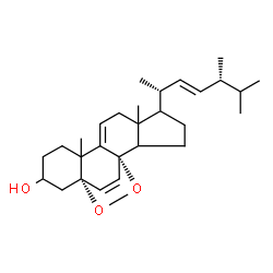 ChemSpider 2D Image | (1S,15S)-5-[(2R,3E,5R)-5,6-Dimethyl-3-hepten-2-yl]-6,10-dimethyl-16,17-dioxapentacyclo[13.2.2.0~1,9~.0~2,6~.0~10,15~]nonadeca-8,18-dien-13-ol | C28H42O3