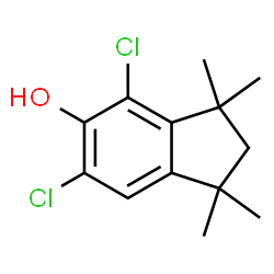 ChemSpider 2D Image | 4,6-Dichloro-1,1,3,3-tetramethyl-5-indanol | C13H16Cl2O