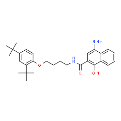 ChemSpider 2D Image | 4-Amino-N-{4-[2,4-bis(2-methyl-2-propanyl)phenoxy]butyl}-1-hydroxy-2-naphthamide | C29H38N2O3