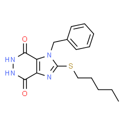 ChemSpider 2D Image | 1-Benzyl-2-(pentylsulfanyl)-5,6-dihydro-1H-imidazo[4,5-d]pyridazine-4,7-dione | C17H20N4O2S