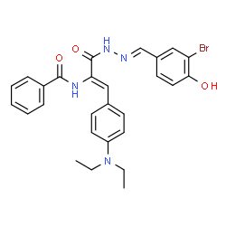 ChemSpider 2D Image | N-{(1Z)-3-[(2E)-2-(3-Bromo-4-hydroxybenzylidene)hydrazino]-1-[4-(diethylamino)phenyl]-3-oxo-1-propen-2-yl}benzamide | C27H27BrN4O3