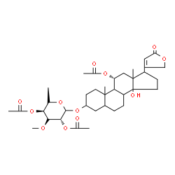 ChemSpider 2D Image | (11alpha)-11-Acetoxy-3-[(2,4-di-O-acetyl-6-deoxy-3-O-methyl-L-mannopyranosyl)oxy]-14-hydroxycard-20(22)-enolide | C36H52O12