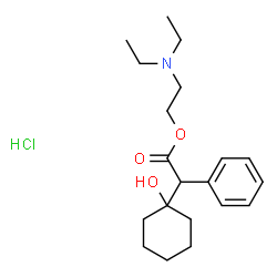 ChemSpider 2D Image | 2-(Diethylamino)ethyl (1-hydroxycyclohexyl)(phenyl)acetate hydrochloride (1:1) | C20H32ClNO3