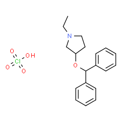 ChemSpider 2D Image | 3-(Diphenylmethoxy)-1-ethylpyrrolidine perchlorate (1:1) | C19H24ClNO5