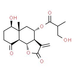 ChemSpider 2D Image | (3aR,4S,5aR,6R,9aS,9bS)-6-Hydroxy-5a-methyl-3-methylene-2,9-dioxododecahydronaphtho[1,2-b]furan-4-yl 3-hydroxy-2-methylpropanoate | C18H24O7