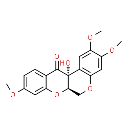ChemSpider 2D Image | (6aR,12aR)-12a-Hydroxy-2,3,9-trimethoxy-6a,12a-dihydrochromeno[3,4-b]chromen-12(6H)-one | C19H18O7