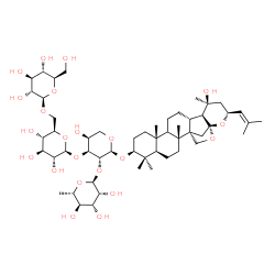 ChemSpider 2D Image | (3beta,9xi,16beta)-20-Hydroxy-16,23:16,30-diepoxydammar-24-en-3-yl 6-deoxy-alpha-L-mannopyranosyl-(1->2)-[beta-D-glucopyranosyl-(1->6)-beta-D-glucopyranosyl-(1->3)]-alpha-L-arabinopyranoside | C53H86O22