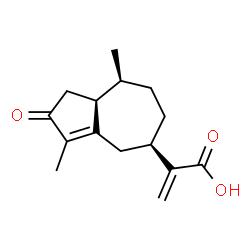 ChemSpider 2D Image | 2-[(5R,8S,8aS)-3,8-Dimethyl-2-oxo-1,2,4,5,6,7,8,8a-octahydro-5-azulenyl]acrylic acid | C15H20O3