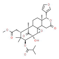ChemSpider 2D Image | (1S,2R,4S,9R,10R,14S,15S,17S)-9-(3-Furyl)-1-hydroxy-15-(2-methoxy-2-oxoethyl)-10,14,16,16-tetramethyl-7,18-dioxo-3,8-dioxapentacyclo[12.3.1.0~2,4~.0~4,13~.0~5,10~]octadec-17-yl 2-methylpropanoate | C31H40O10