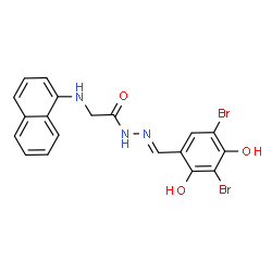 ChemSpider 2D Image | N'-[(E)-(3,5-Dibromo-2,4-dihydroxyphenyl)methylene]-2-(1-naphthylamino)acetohydrazide | C19H15Br2N3O3