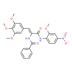 ChemSpider 2D Image | N-[(1Z)-3-[(2-Methoxy-4-nitrophenyl)amino]-3-oxo-1-(3,4,5-trimethoxyphenyl)-1-propen-2-yl]benzamide | C26H25N3O8