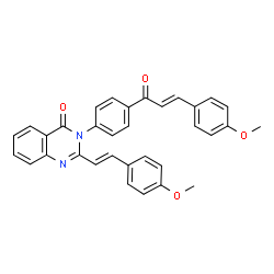 ChemSpider 2D Image | 3-{4-[(2E)-3-(4-Methoxyphenyl)-2-propenoyl]phenyl}-2-[(E)-2-(4-methoxyphenyl)vinyl]-4(3H)-quinazolinone | C33H26N2O4