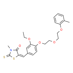 ChemSpider 2D Image | (5E)-5-(3-Ethoxy-4-{2-[2-(2-methylphenoxy)ethoxy]ethoxy}benzylidene)-3-methyl-2-thioxo-1,3-thiazolidin-4-one | C24H27NO5S2