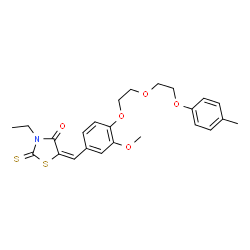 ChemSpider 2D Image | (5E)-3-Ethyl-5-(3-methoxy-4-{2-[2-(4-methylphenoxy)ethoxy]ethoxy}benzylidene)-2-thioxo-1,3-thiazolidin-4-one | C24H27NO5S2