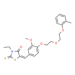 ChemSpider 2D Image | (5E)-3-Ethyl-5-(3-methoxy-4-{2-[2-(2-methylphenoxy)ethoxy]ethoxy}benzylidene)-2-thioxo-1,3-thiazolidin-4-one | C24H27NO5S2