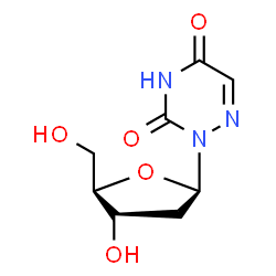 ChemSpider 2D Image | 2-(2-Deoxy-beta-D-erythro-pentofuranosyl)-1,2,4-triazine-3,5(2H,4H)-dione | C8H11N3O5