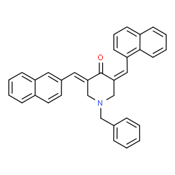 ChemSpider 2D Image | (3Z,5E)-1-Benzyl-3-(1-naphthylmethylene)-5-(2-naphthylmethylene)-4-piperidinone | C34H27NO