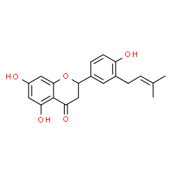 ChemSpider 2D Image | 5,7-Dihydroxy-2-[4-hydroxy-3-(3-methyl-2-buten-1-yl)phenyl]-2,3-dihydro-4H-chromen-4-one | C20H20O5