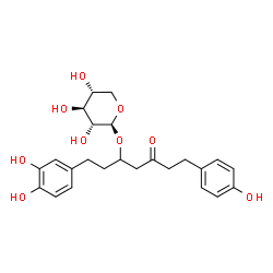 ChemSpider 2D Image | 1-(3,4-Dihydroxyphenyl)-7-(4-hydroxyphenyl)-5-oxo-3-heptanyl beta-D-xylopyranoside | C24H30O9