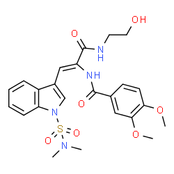ChemSpider 2D Image | N-{(1Z)-1-[1-(Dimethylsulfamoyl)-1H-indol-3-yl]-3-[(2-hydroxyethyl)amino]-3-oxo-1-propen-2-yl}-3,4-dimethoxybenzamide | C24H28N4O7S