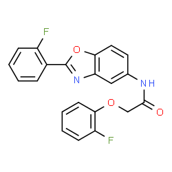 ChemSpider 2D Image | 2-(2-Fluorophenoxy)-N-[2-(2-fluorophenyl)-1,3-benzoxazol-5-yl]acetamide | C21H14F2N2O3
