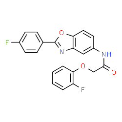 ChemSpider 2D Image | 2-(2-Fluorophenoxy)-N-[2-(4-fluorophenyl)-1,3-benzoxazol-5-yl]acetamide | C21H14F2N2O3