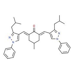 ChemSpider 2D Image | (2E,6E)-2,6-Bis[(3-isobutyl-1-phenyl-1H-pyrazol-4-yl)methylene]-4-methylcyclohexanone | C35H40N4O