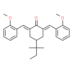 ChemSpider 2D Image | (2E,6E)-2,6-Bis(2-methoxybenzylidene)-4-(2-methyl-2-butanyl)cyclohexanone | C27H32O3