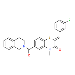 ChemSpider 2D Image | (2Z)-2-(3-Chlorobenzylidene)-6-(3,4-dihydro-2(1H)-isoquinolinylcarbonyl)-4-methyl-2H-1,4-benzothiazin-3(4H)-one | C26H21ClN2O2S