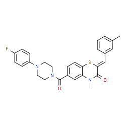 ChemSpider 2D Image | (2Z)-6-{[4-(4-Fluorophenyl)-1-piperazinyl]carbonyl}-4-methyl-2-(3-methylbenzylidene)-2H-1,4-benzothiazin-3(4H)-one | C28H26FN3O2S