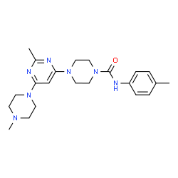 ChemSpider 2D Image | 4-[2-Methyl-6-(4-methyl-1-piperazinyl)-4-pyrimidinyl]-N-(4-methylphenyl)-1-piperazinecarboxamide | C22H31N7O