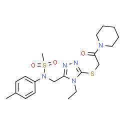 ChemSpider 2D Image | N-[(4-Ethyl-5-{[2-oxo-2-(1-piperidinyl)ethyl]sulfanyl}-4H-1,2,4-triazol-3-yl)methyl]-N-(4-methylphenyl)methanesulfonamide | C20H29N5O3S2