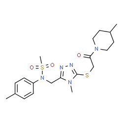 ChemSpider 2D Image | N-[(4-Methyl-5-{[2-(4-methyl-1-piperidinyl)-2-oxoethyl]sulfanyl}-4H-1,2,4-triazol-3-yl)methyl]-N-(4-methylphenyl)methanesulfonamide | C20H29N5O3S2