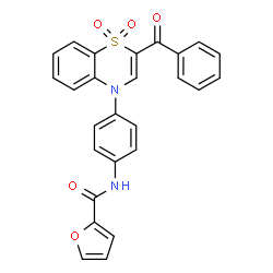 ChemSpider 2D Image | N-[4-(2-Benzoyl-1,1-dioxido-4H-1,4-benzothiazin-4-yl)phenyl]-2-furamide | C26H18N2O5S